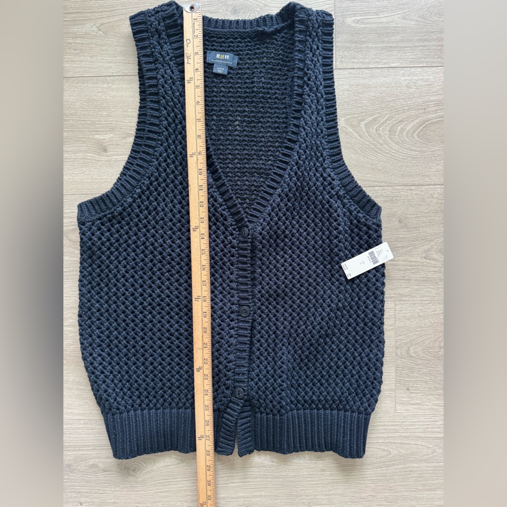 Anthropologie Deep Blue V-Neck Sweater Vest Size Large - Picture 8 of 13